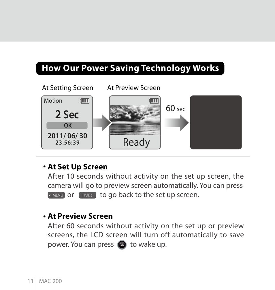 Ready, How our power saving technology works | Brinno MAC200 User Manual | Page 18 / 52