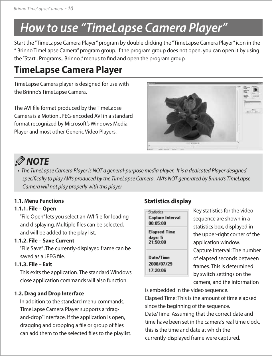 How to use “timelapse camera player, Timelapse camera player | Brinno TLC100 User Manual | Page 12 / 16