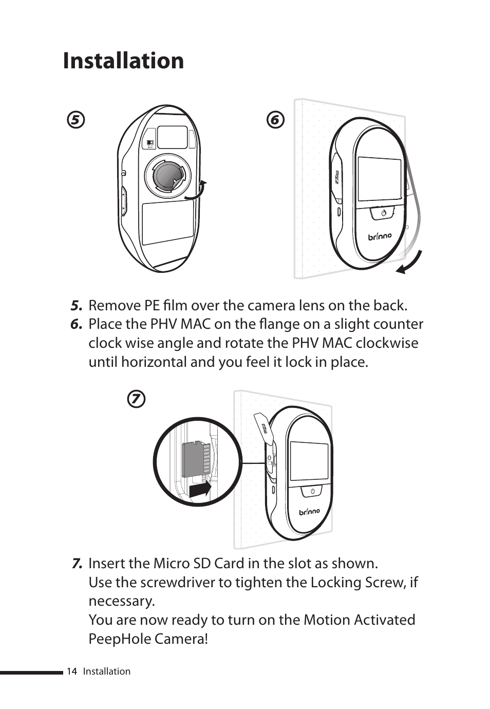 Installation | Brinno PHV MAC User Manual | Page 14 / 32