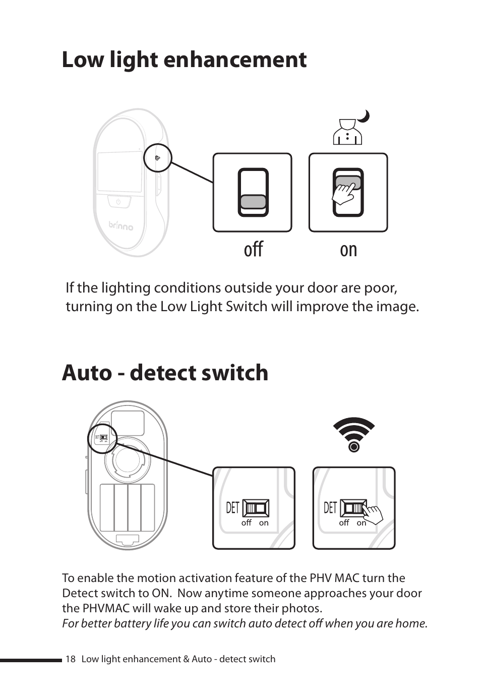 Low light enhancement auto - detect switch | Brinno PHV MAC User Manual | Page 18 / 32