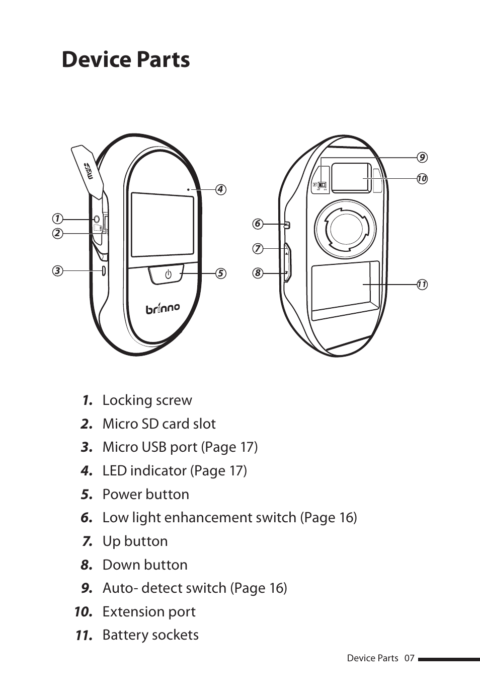 Device parts | Brinno PHV MAC User Manual | Page 7 / 32