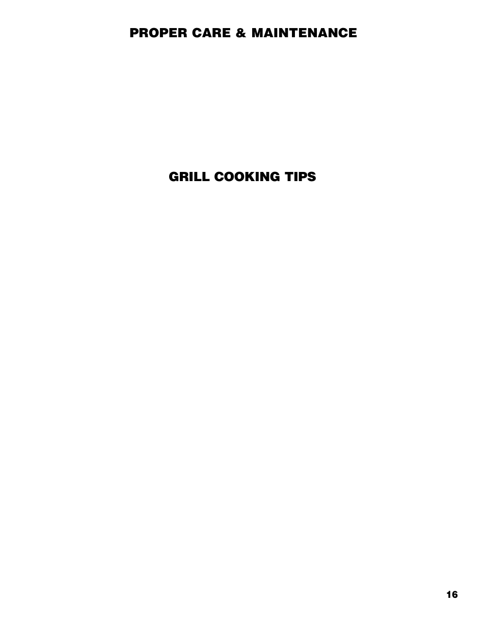 Grill cooking tips, Proper care & maintenance, Cleanliness | Grilling to proper temperature, Helpful hints | Brinkmann 2610 Series User Manual | Page 17 / 32