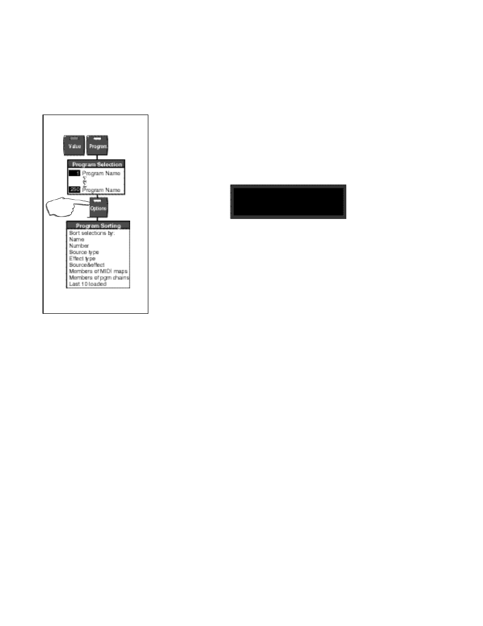 Program sort, search and show — using the database, Sort programs by number | Lexicon MPX 1 User Manual | Page 25 / 127