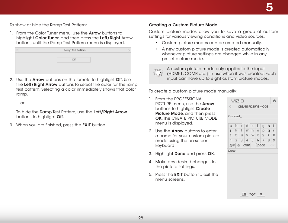 Creating a custom picture mode | Vizio E550i-B2 - User Manual User Manual | Page 34 / 75