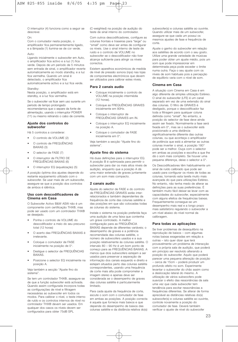 Bowers & Wilkins ASW825 User Manual | Page 26 / 64