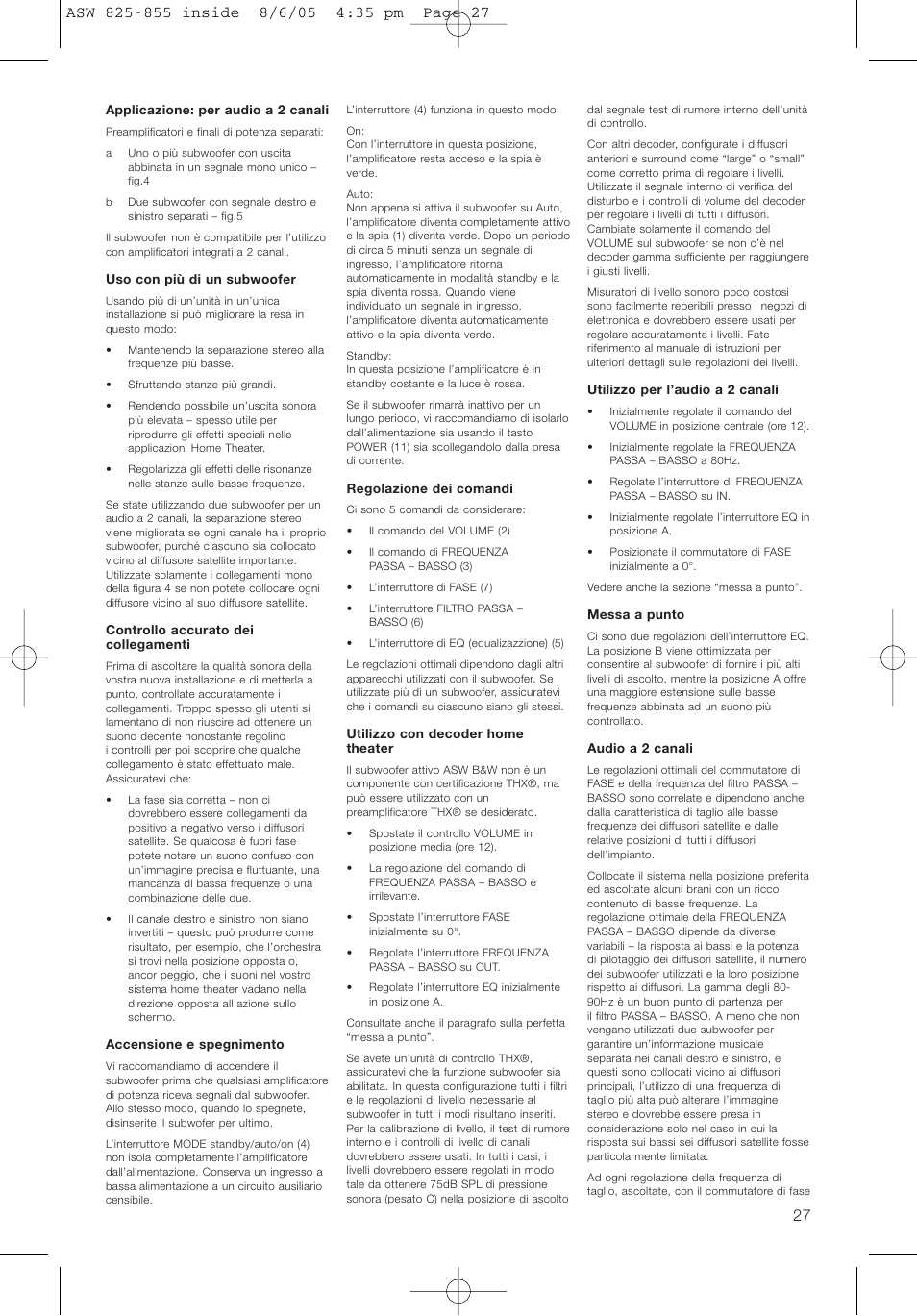 Bowers & Wilkins ASW825 User Manual | Page 30 / 64