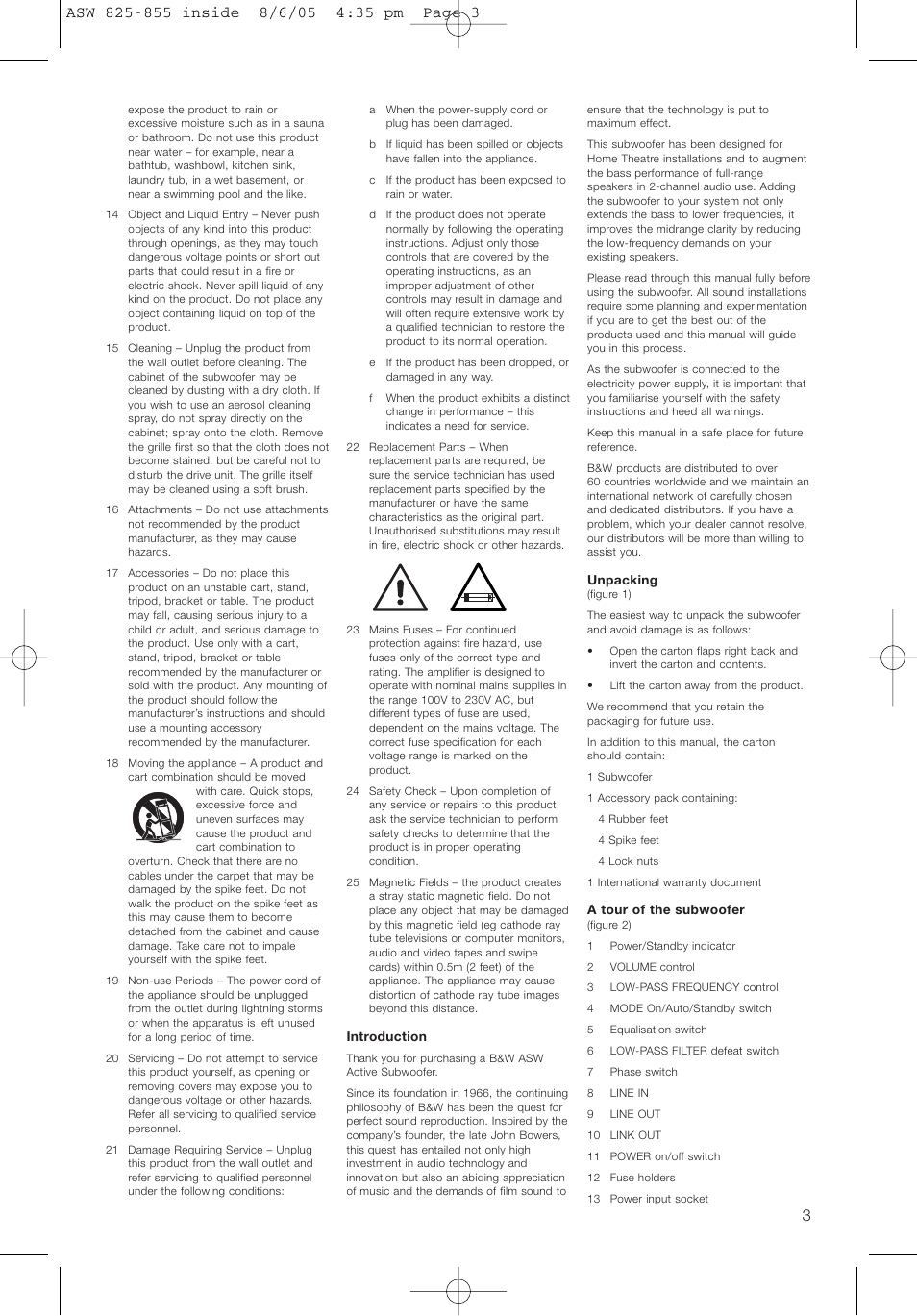 Bowers & Wilkins ASW825 User Manual | Page 6 / 64