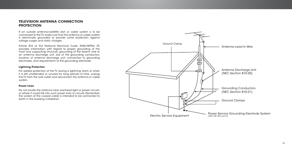 Television antenna connection protection | Vizio P602ui-B3 - User Manual User Manual | Page 4 / 69