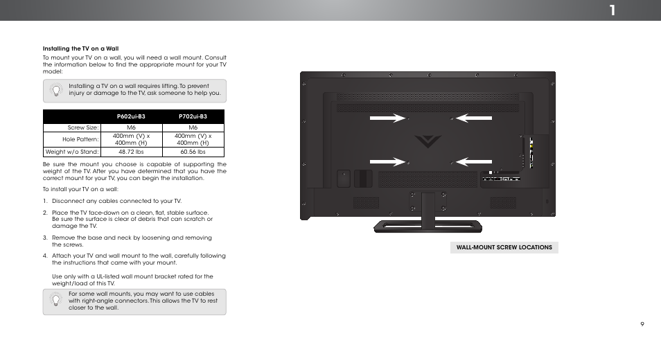 Vizio P602ui-B3 - User Manual User Manual | Page 9 / 69