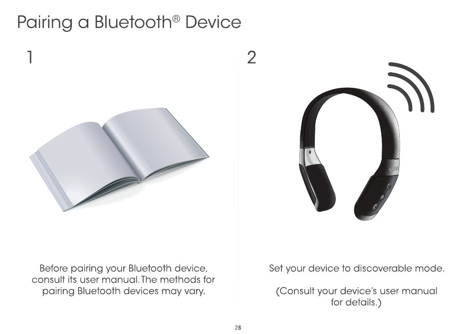 Pairing a bluetooth® device, Connecting a biuetooth® device | Vizio CA24-A4 - Quickstart Guide User Manual | Page 30 / 40