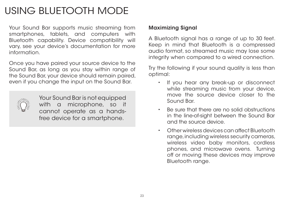 Using bluetooth mode | Vizio S3851w-D4 - Quickstart Guide User Manual | Page 23 / 36