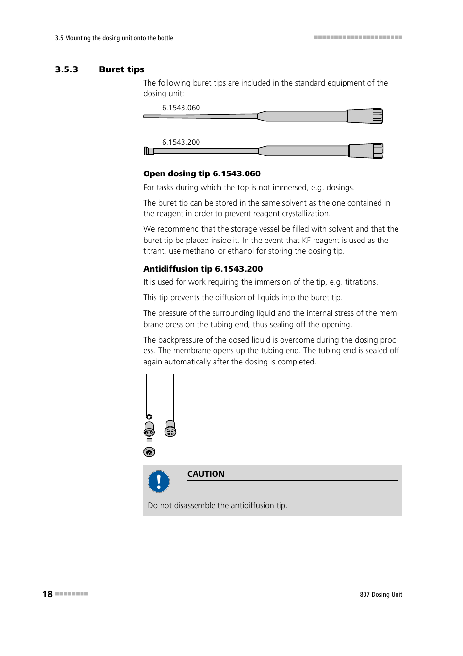 3 buret tips, Buret tips | Metrohm 807 Dosing Unit User Manual | Page 26 / 63