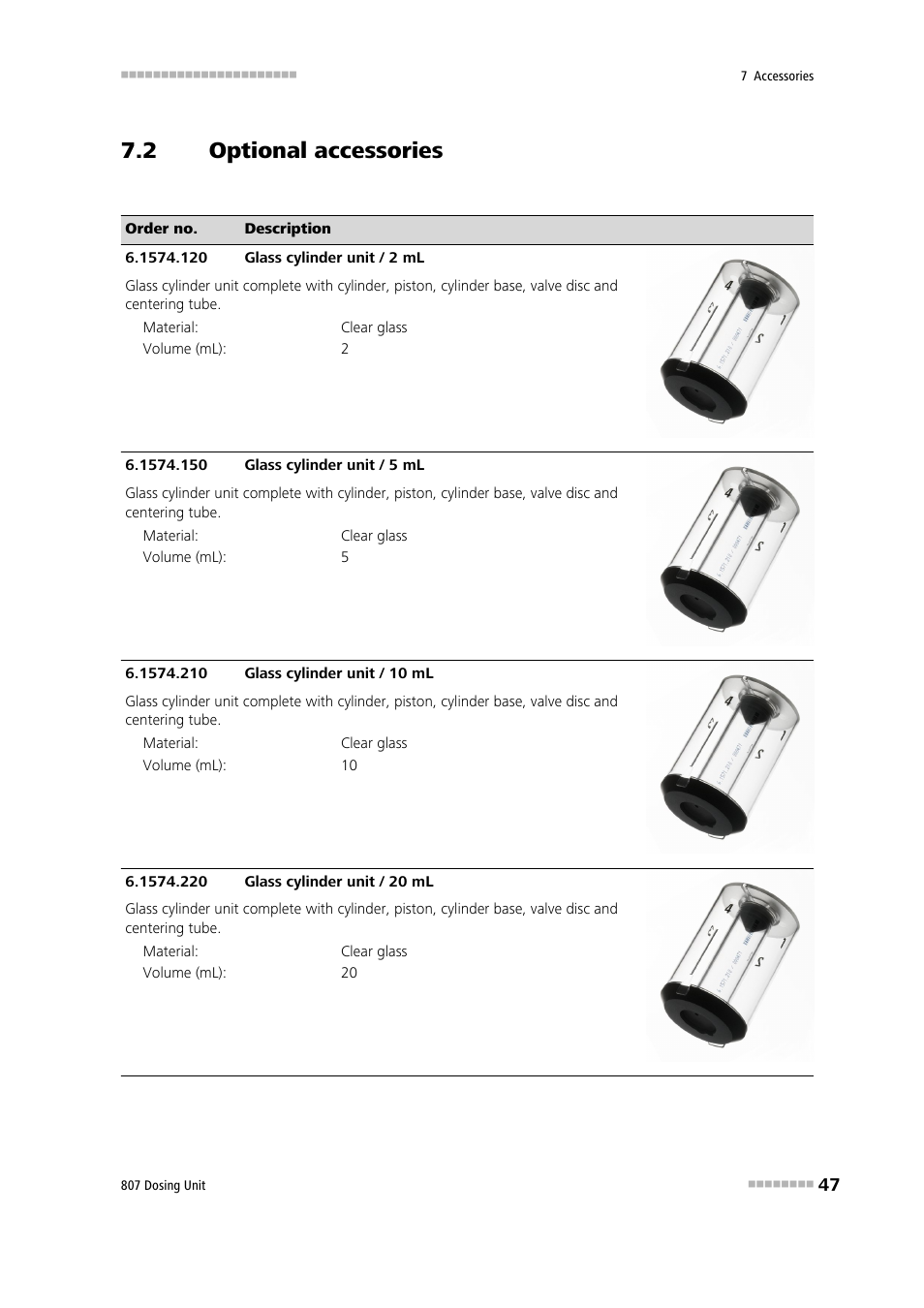 2 optional accessories, Optional accessories | Metrohm 807 Dosing Unit User Manual | Page 55 / 63