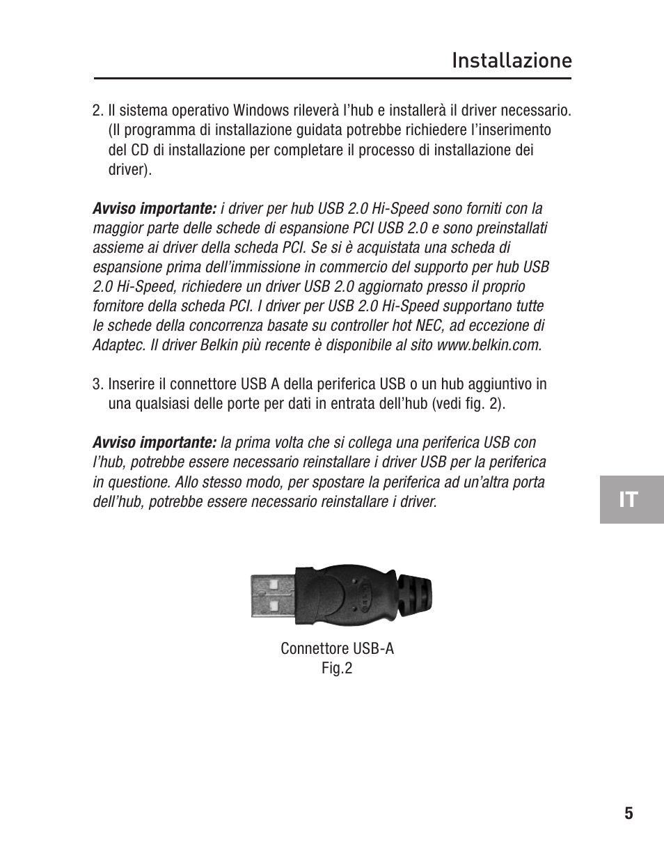 Installazione it | Belkin F5U217 User Manual | Page 61 / 64