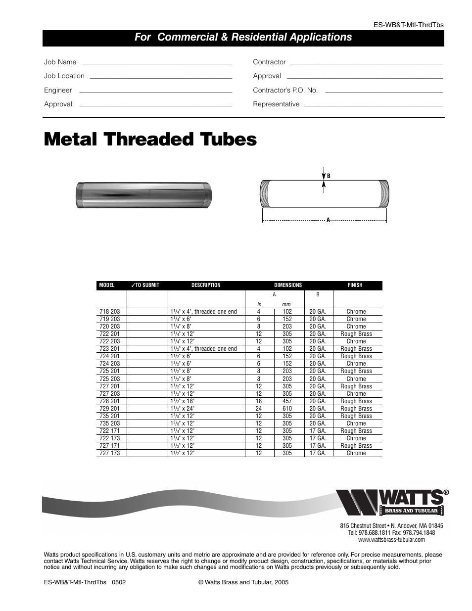Watts 735 203 User Manual | 1 page