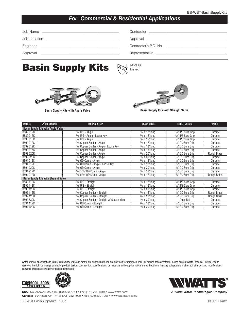 Watts B894 212R User Manual | 1 page