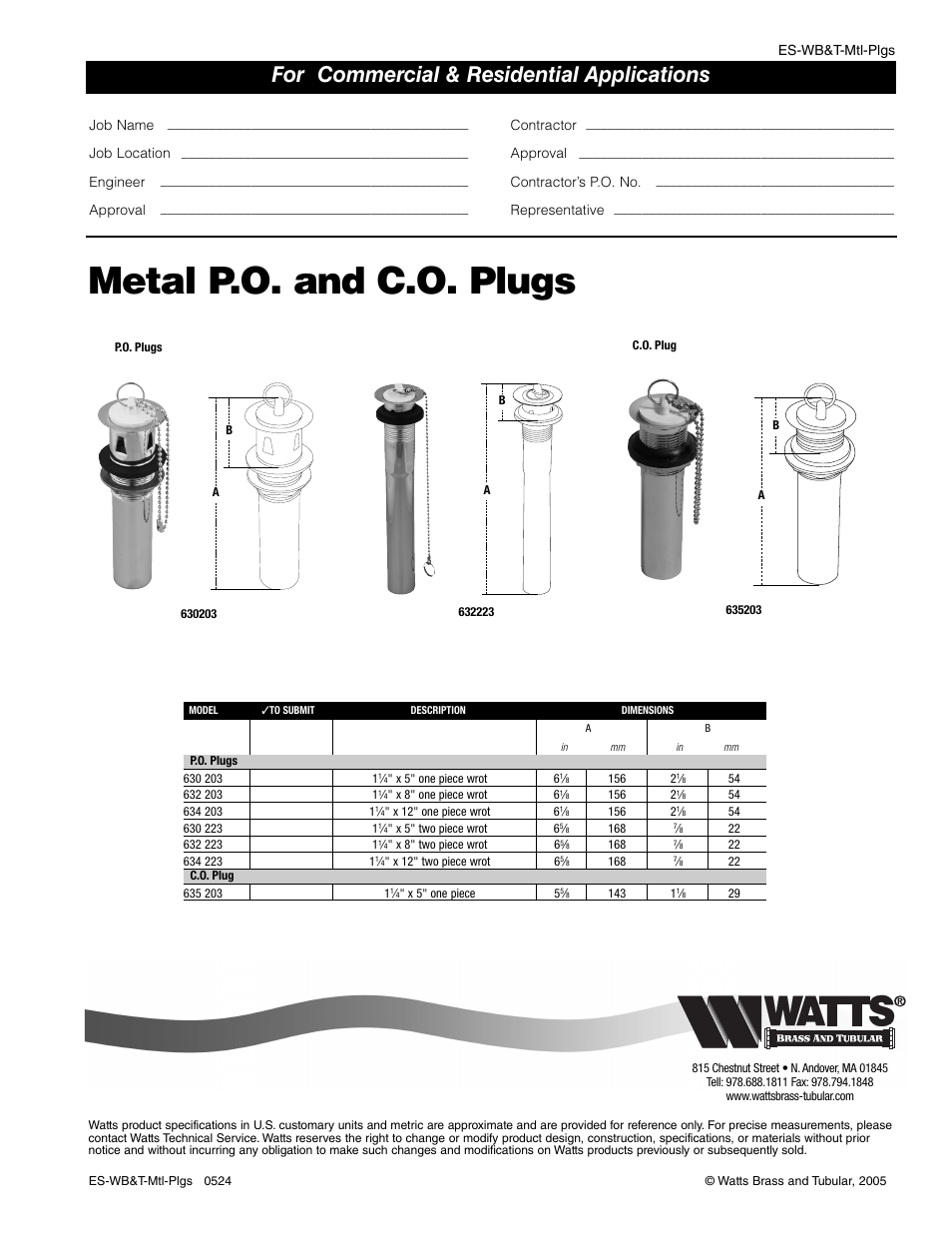 Watts 635 203 User Manual | 1 page