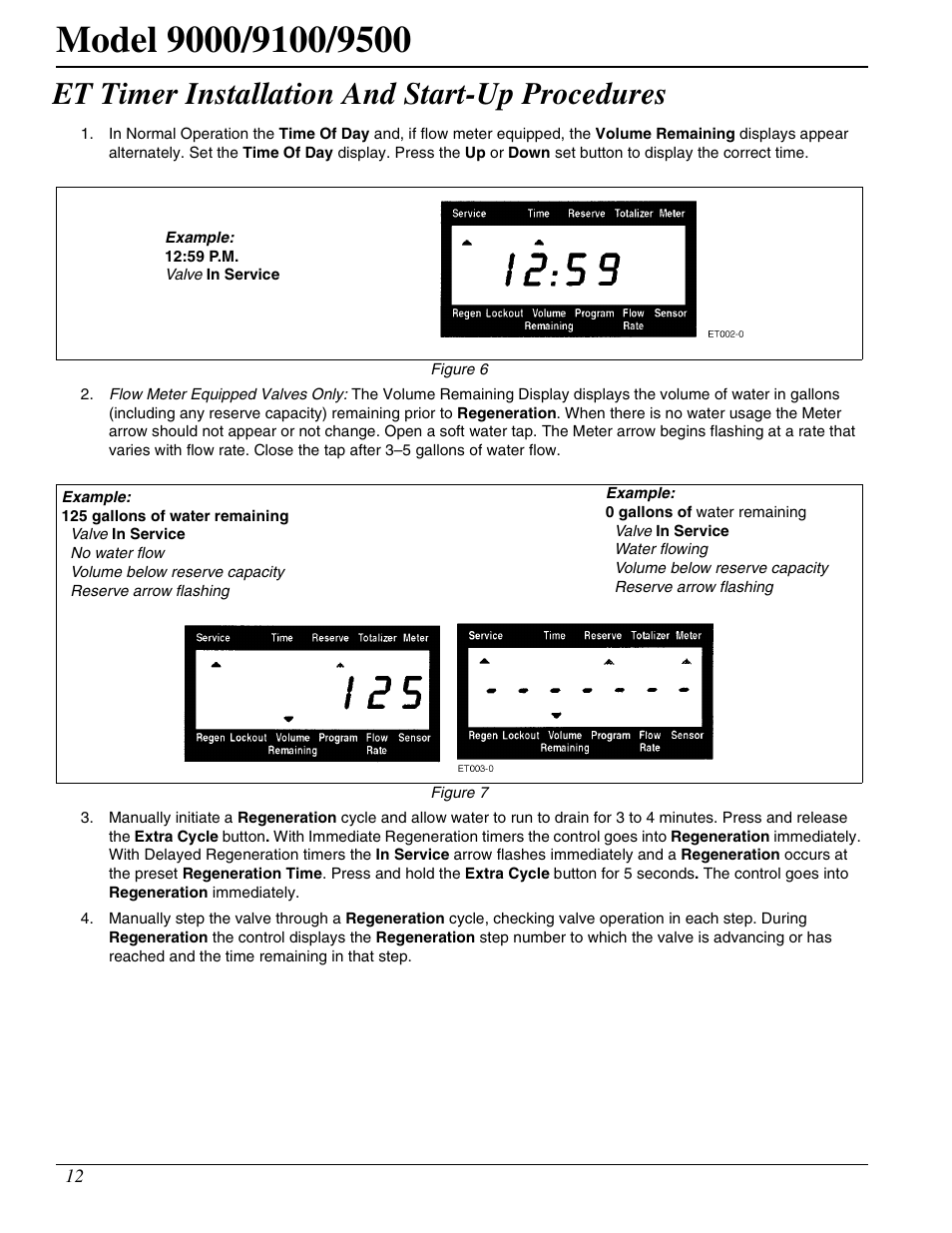 Et timer installation and start-up procedures | Watts Fleck 9500 Twin Brass Valve User Manual | Page 12 / 56