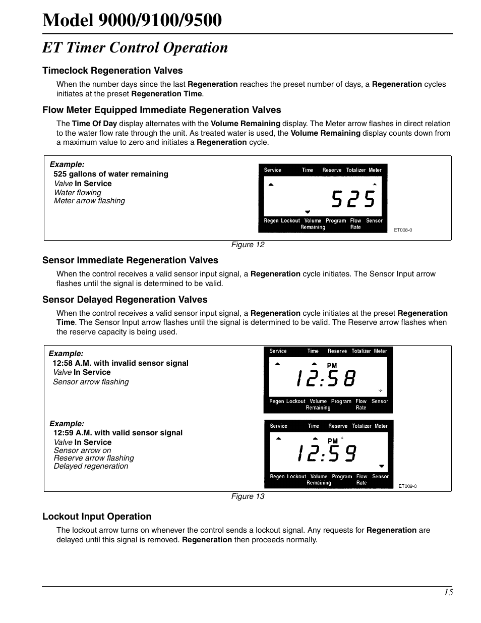 Et timer control operation | Watts Fleck 9500 Twin Brass Valve User Manual | Page 15 / 56