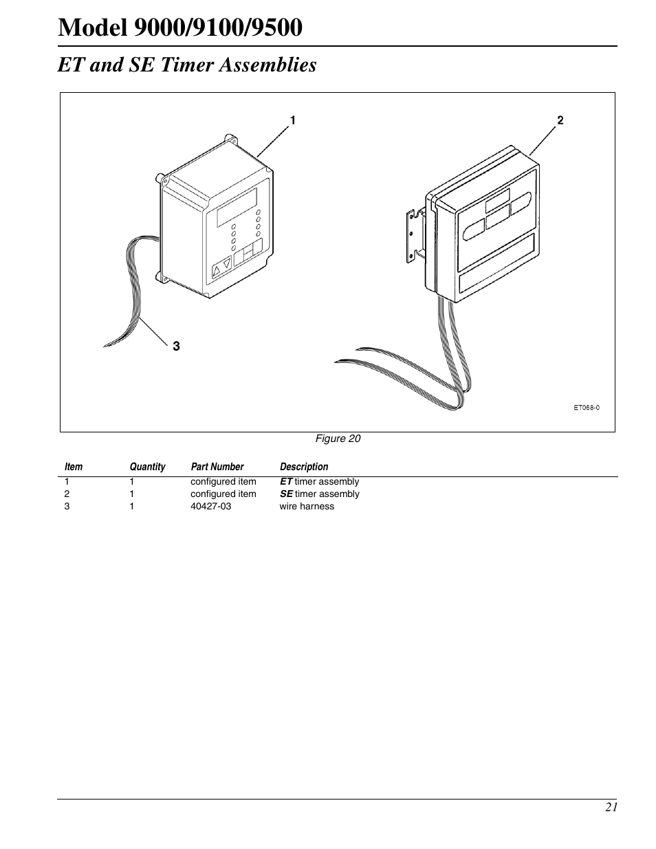 Et and se timer assemblies | Watts Fleck 9500 Twin Brass Valve User Manual | Page 21 / 56