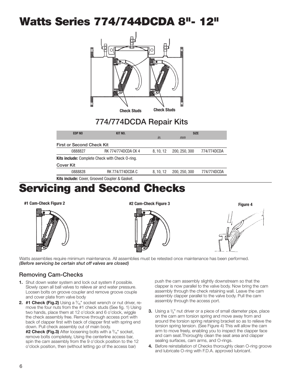 Removing cam-checks | Watts 774 User Manual | Page 6 / 8