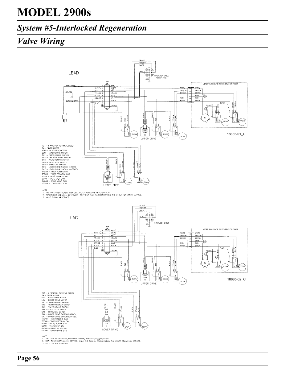 Model 2900s, System #5-interlocked regeneration valve wiring | Watts Fleck 2900 Brass Valve User Manual | Page 56 / 60