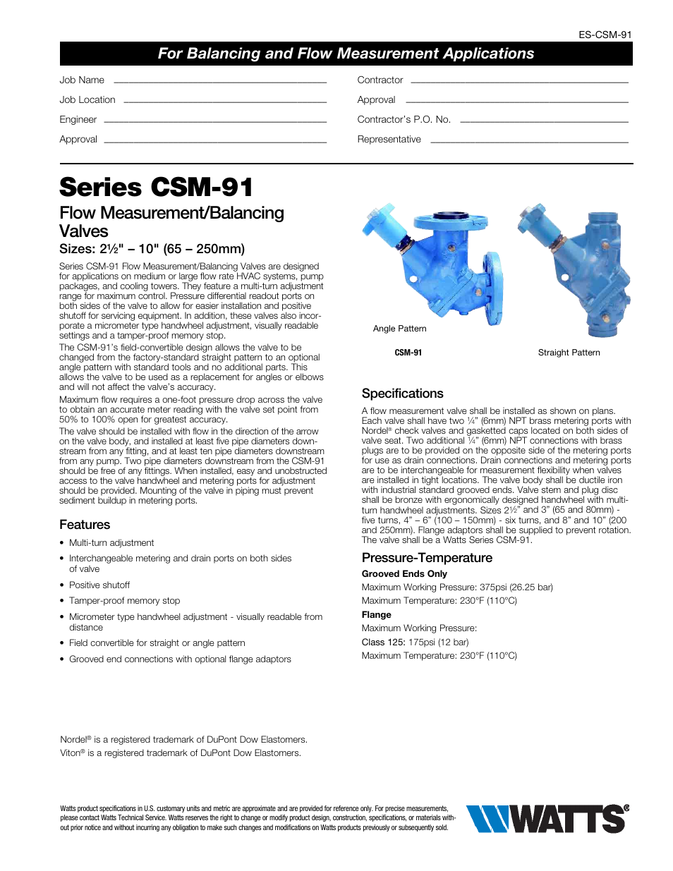 Watts CSM-91 User Manual | 4 pages