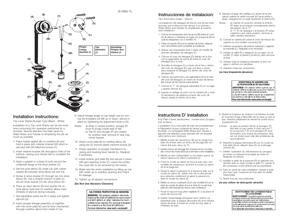 Instructions d’ installation, Instrucciones de instalacion, Installation instructions | Watts 393 46PVD User Manual | Page 2 / 2