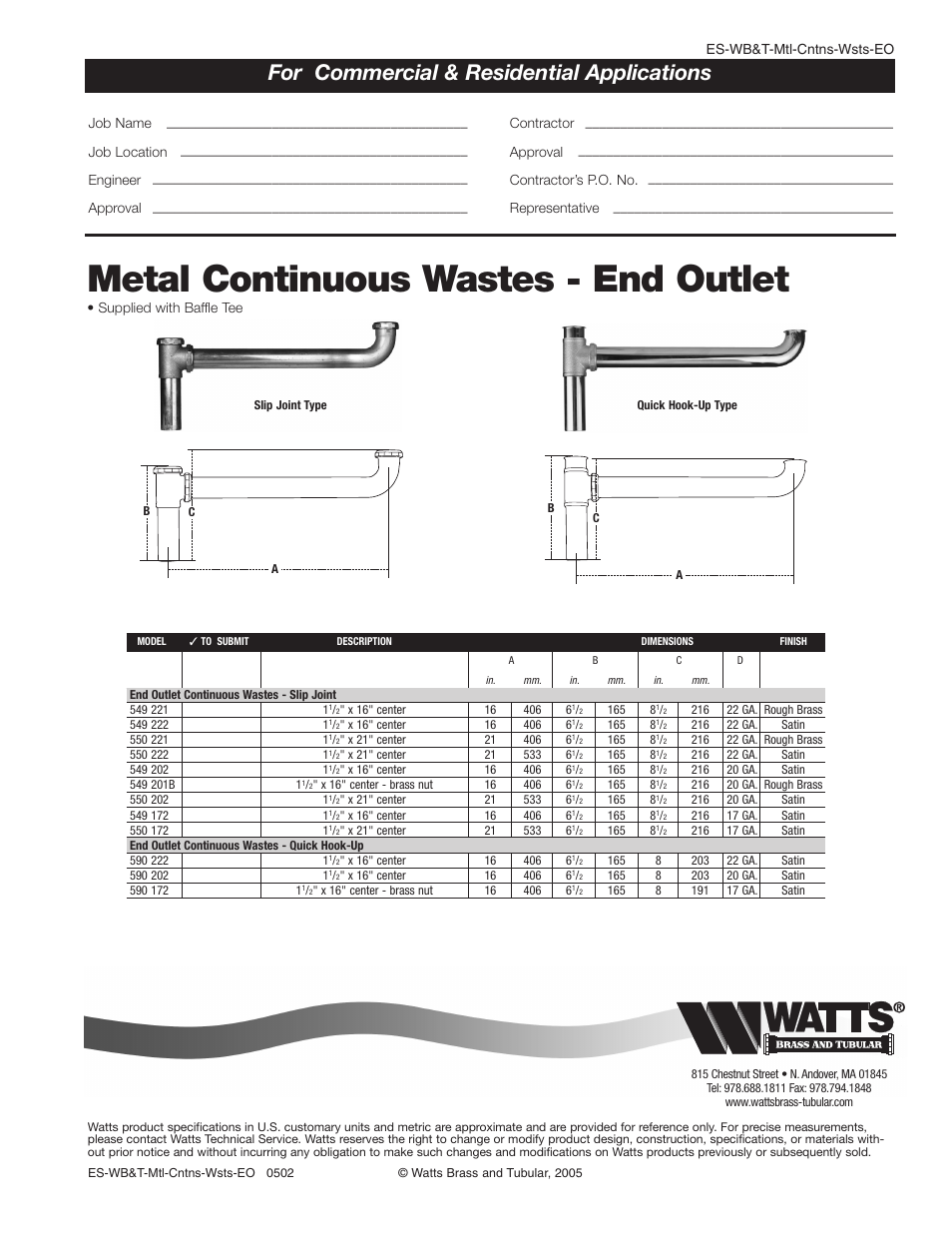 Watts 590 222 User Manual | 1 page