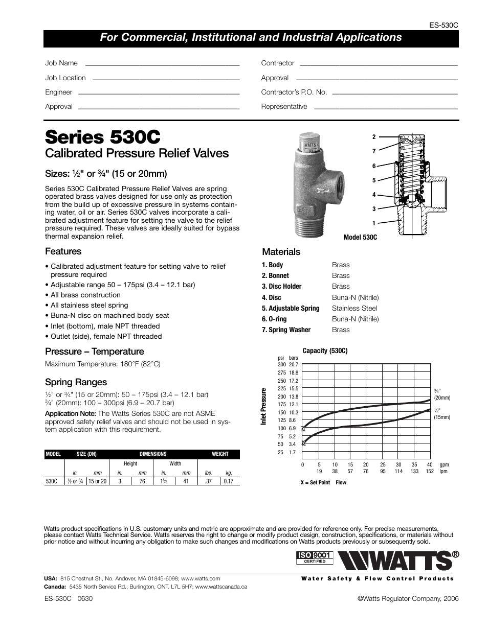 Watts 530C User Manual | 1 page