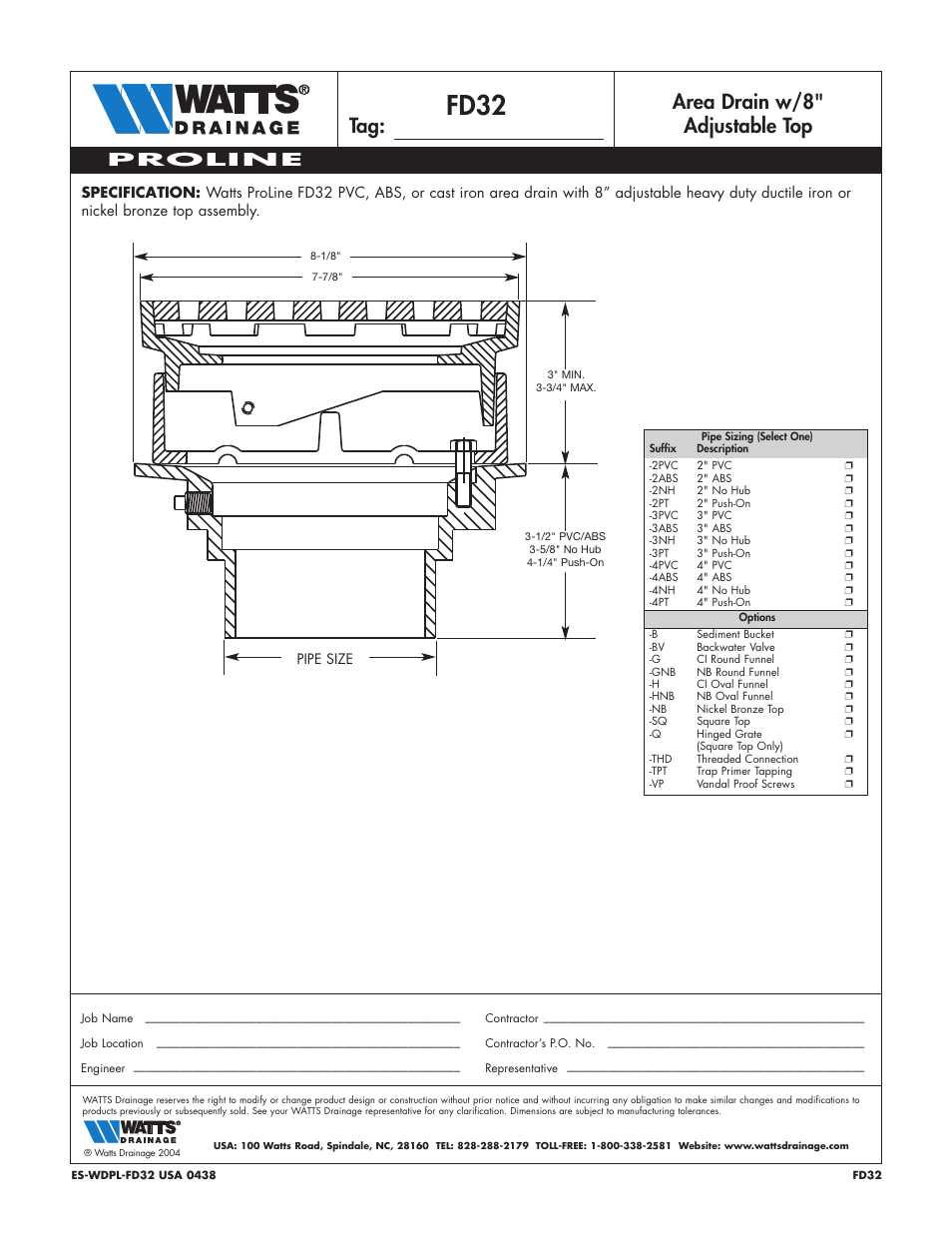 Watts FD32 User Manual | 1 page