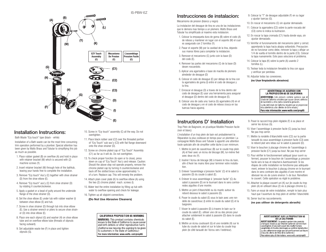 Instructions d’ installation, Instrucciones de instalacion, Installation instructions | Watts 393 6666 User Manual | Page 2 / 2