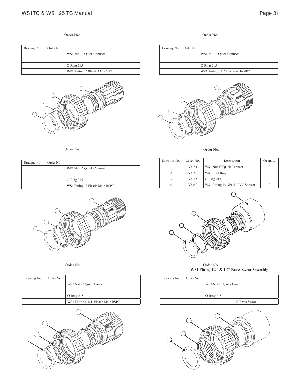 Installation fitting assemblies | Watts W100F User Manual | Page 31 / 48