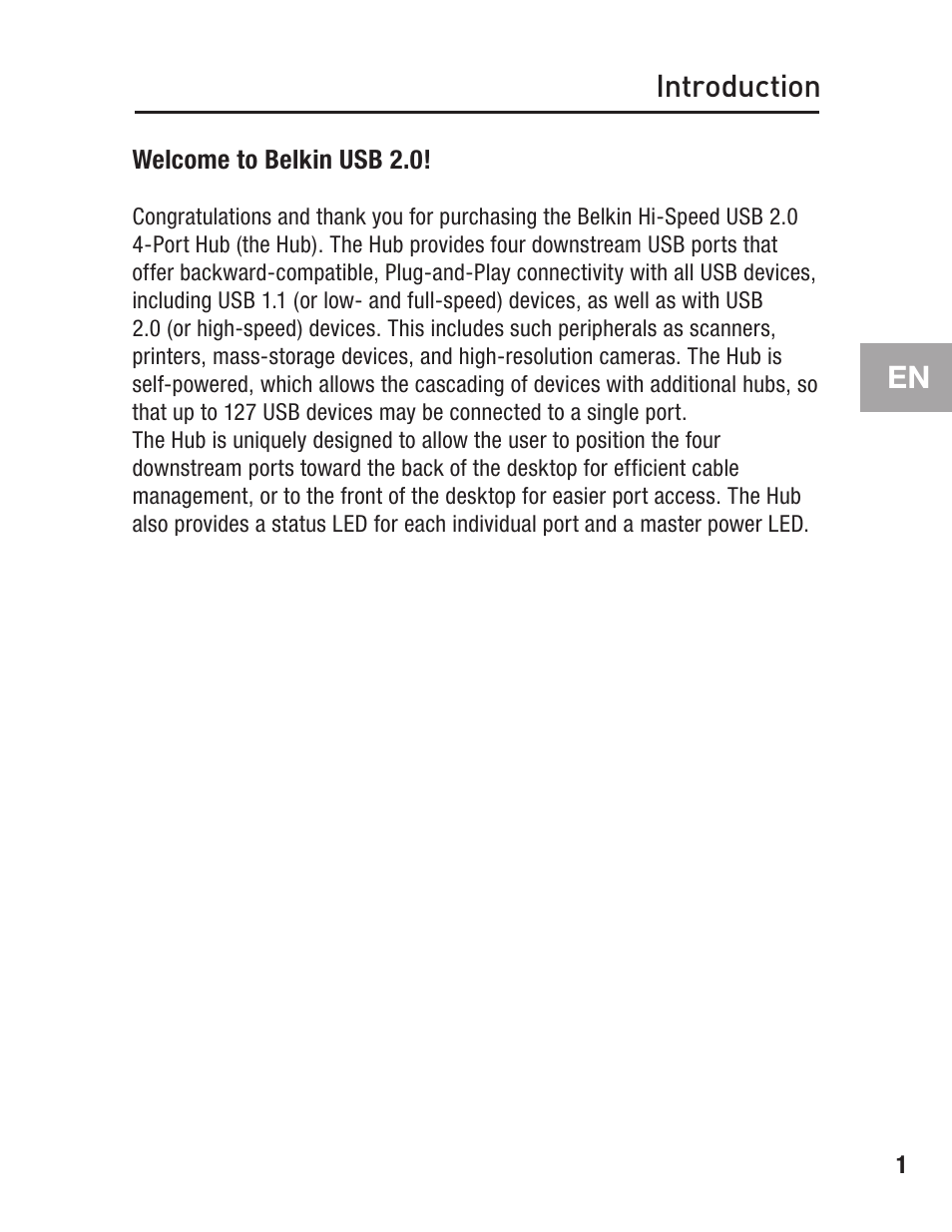 Introduction, En introduction | Belkin F5U234 User Manual | Page 5 / 64