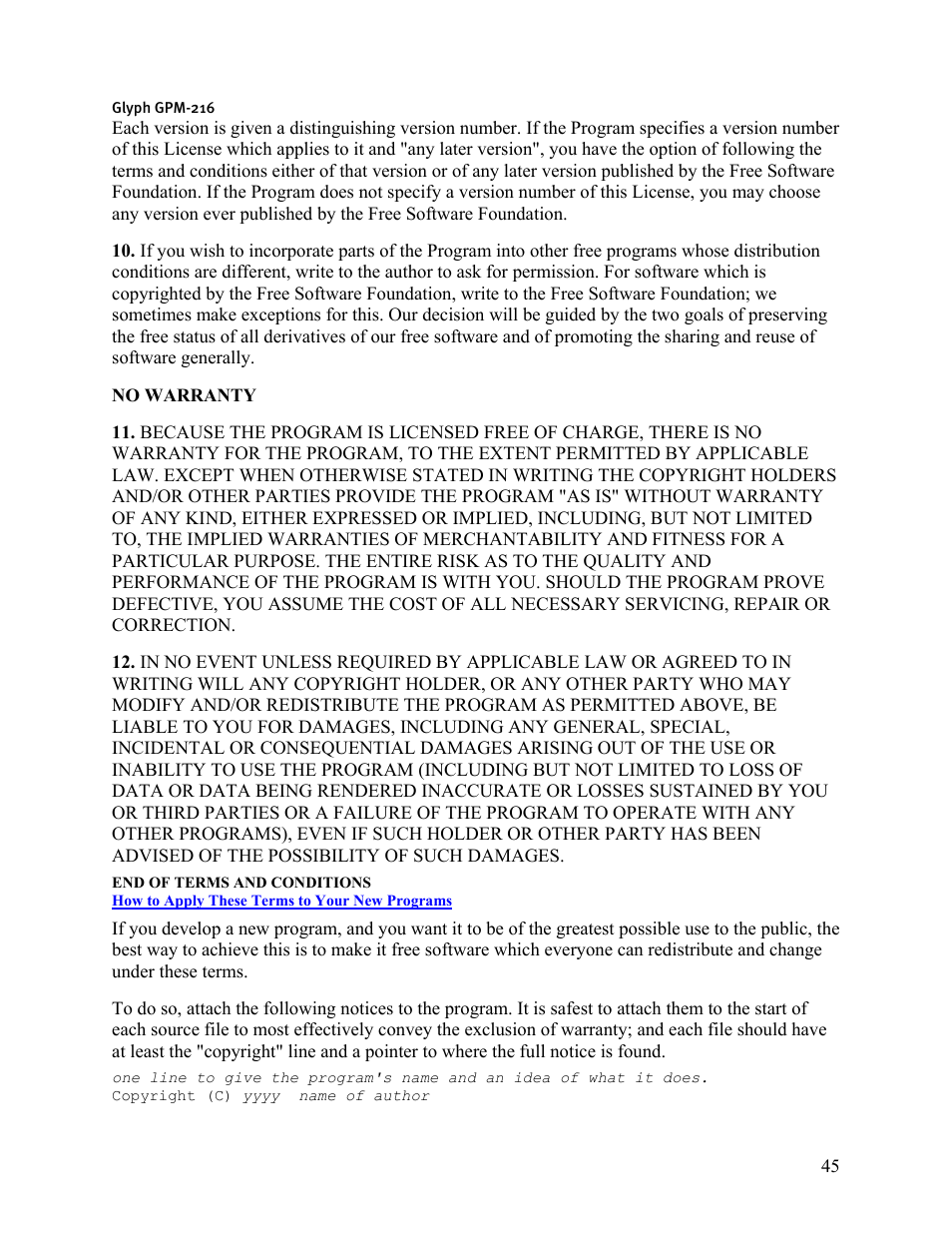 Glyph GPM-216 User Manual | Page 45 / 46