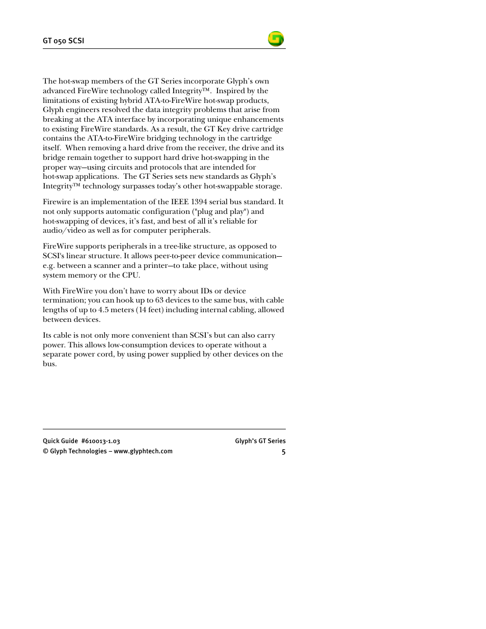 Glyph GT 050 SCSI User Manual | Page 7 / 26