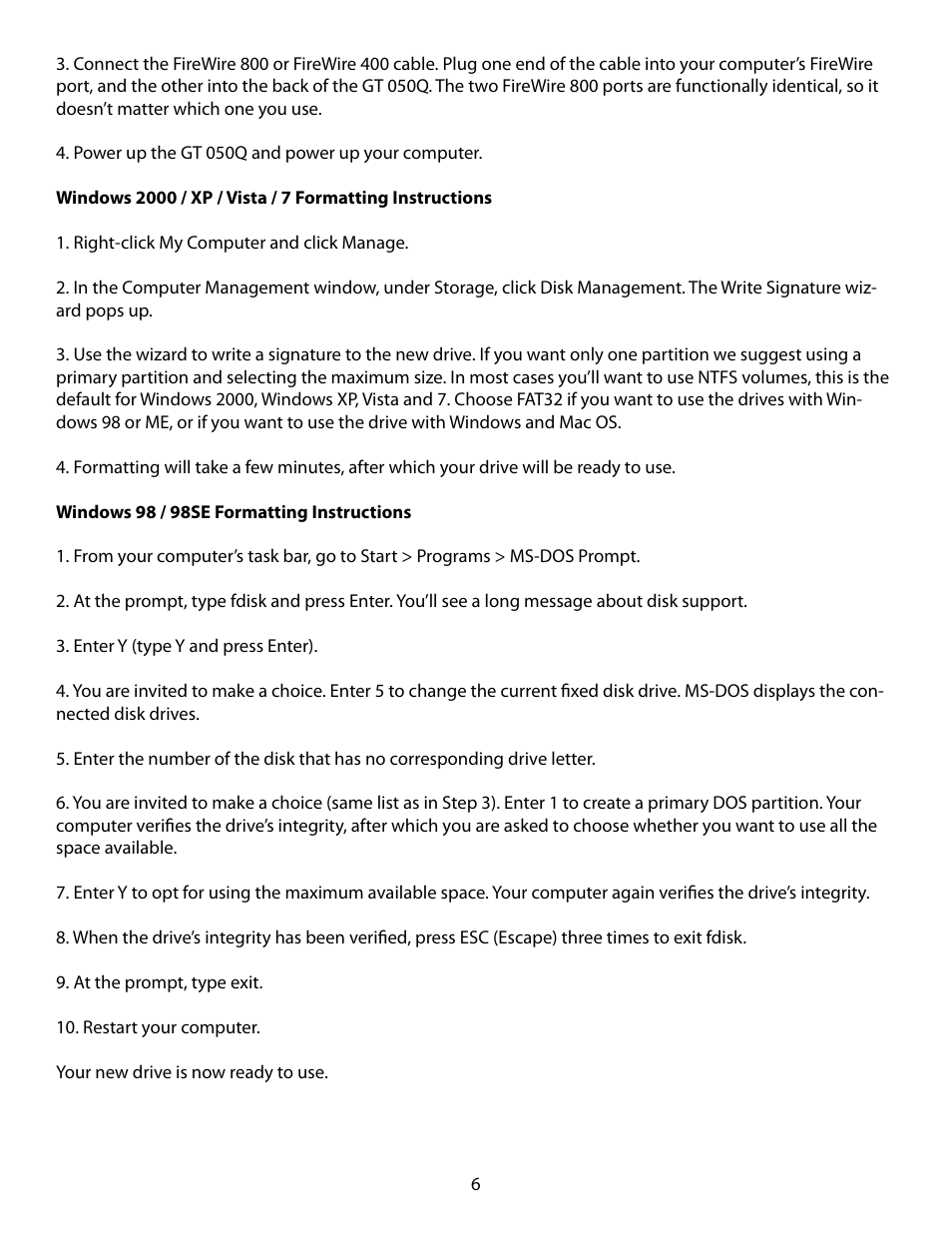 Glyph GT 050Q User Manual | Page 6 / 9