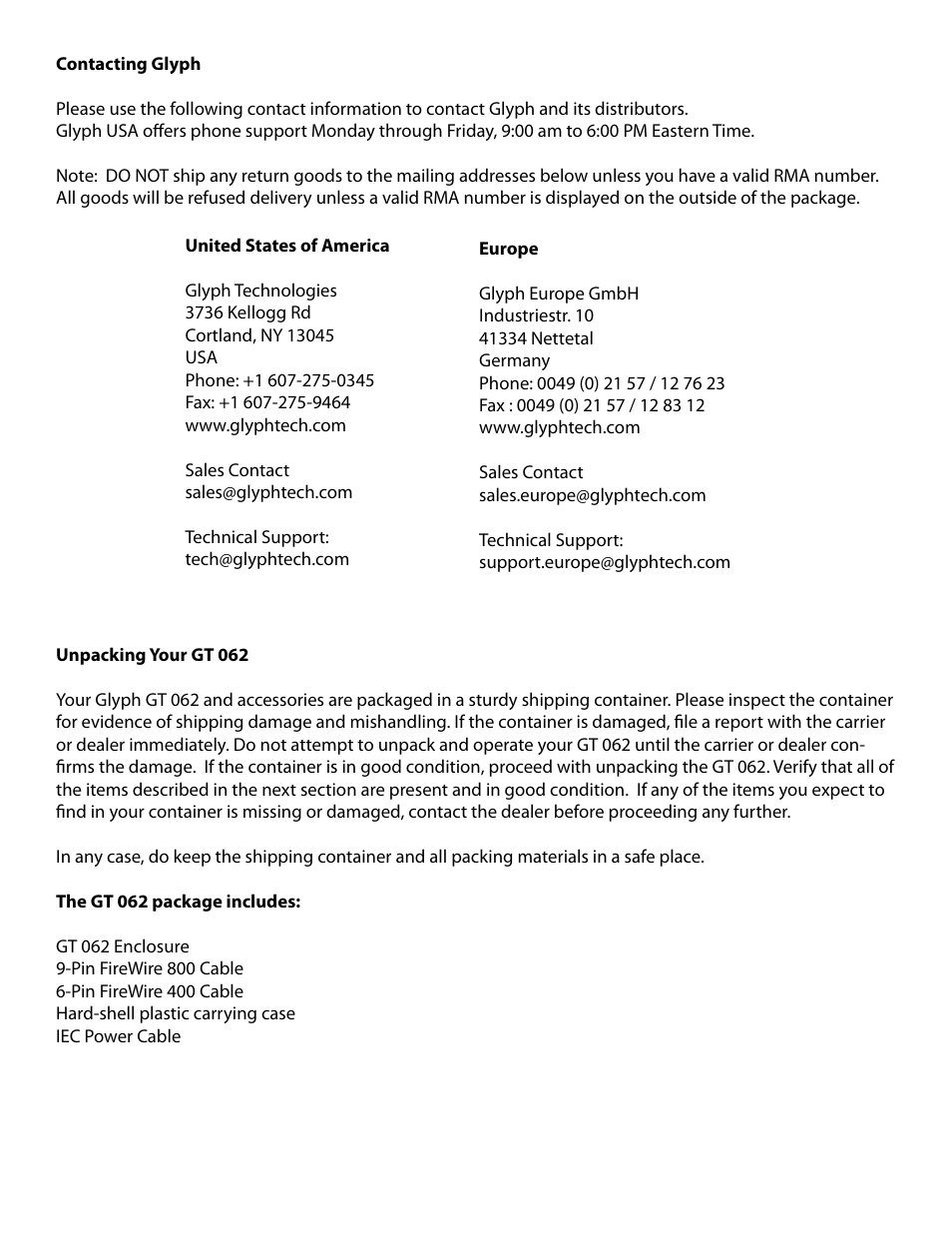 Glyph GT 062 User Manual | Page 2 / 13
