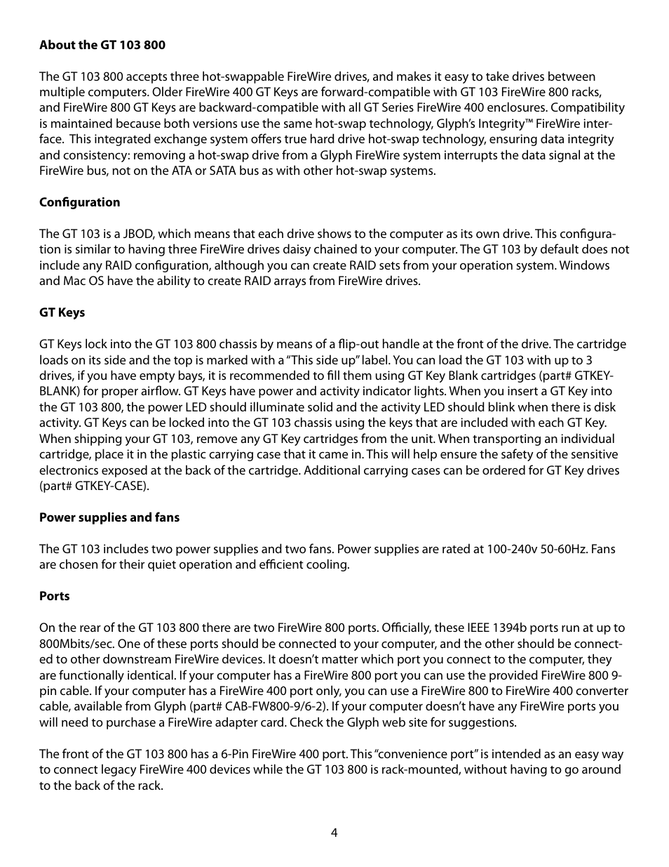 Glyph GT 103 FireWire 800 User Manual | Page 4 / 8