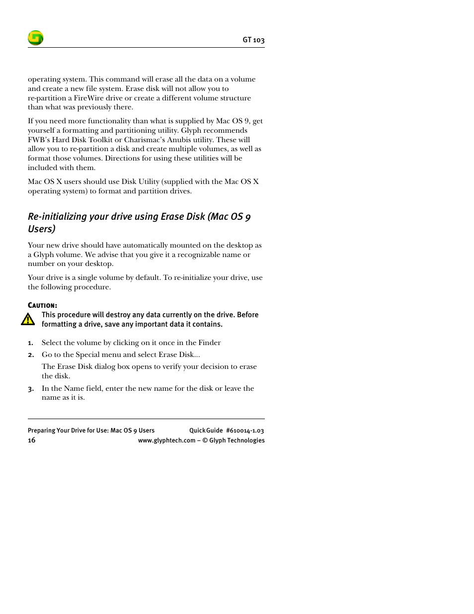 Glyph GT 103 User Manual | Page 18 / 32