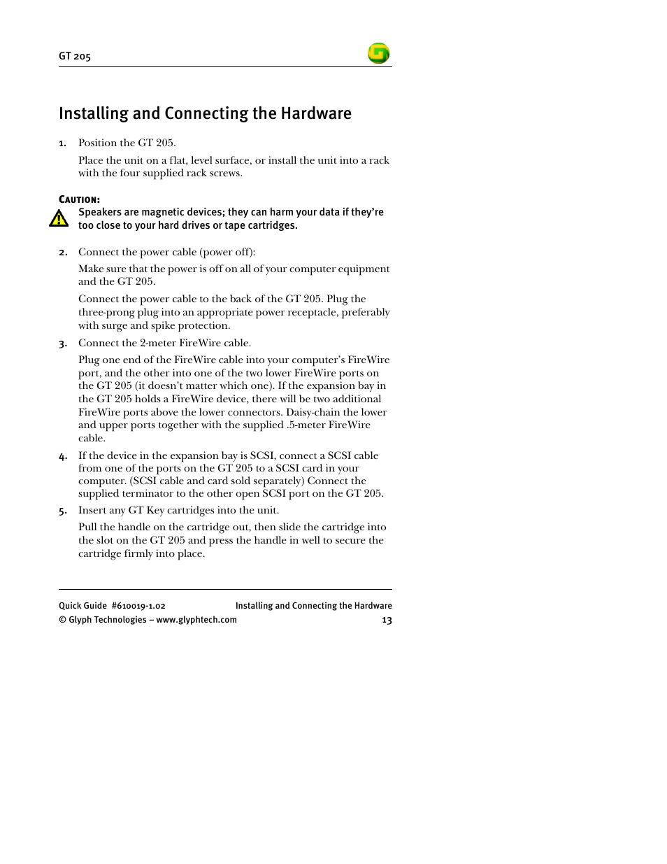 Installing and connecting the hardware | Glyph GT 205 User Manual | Page 15 / 30