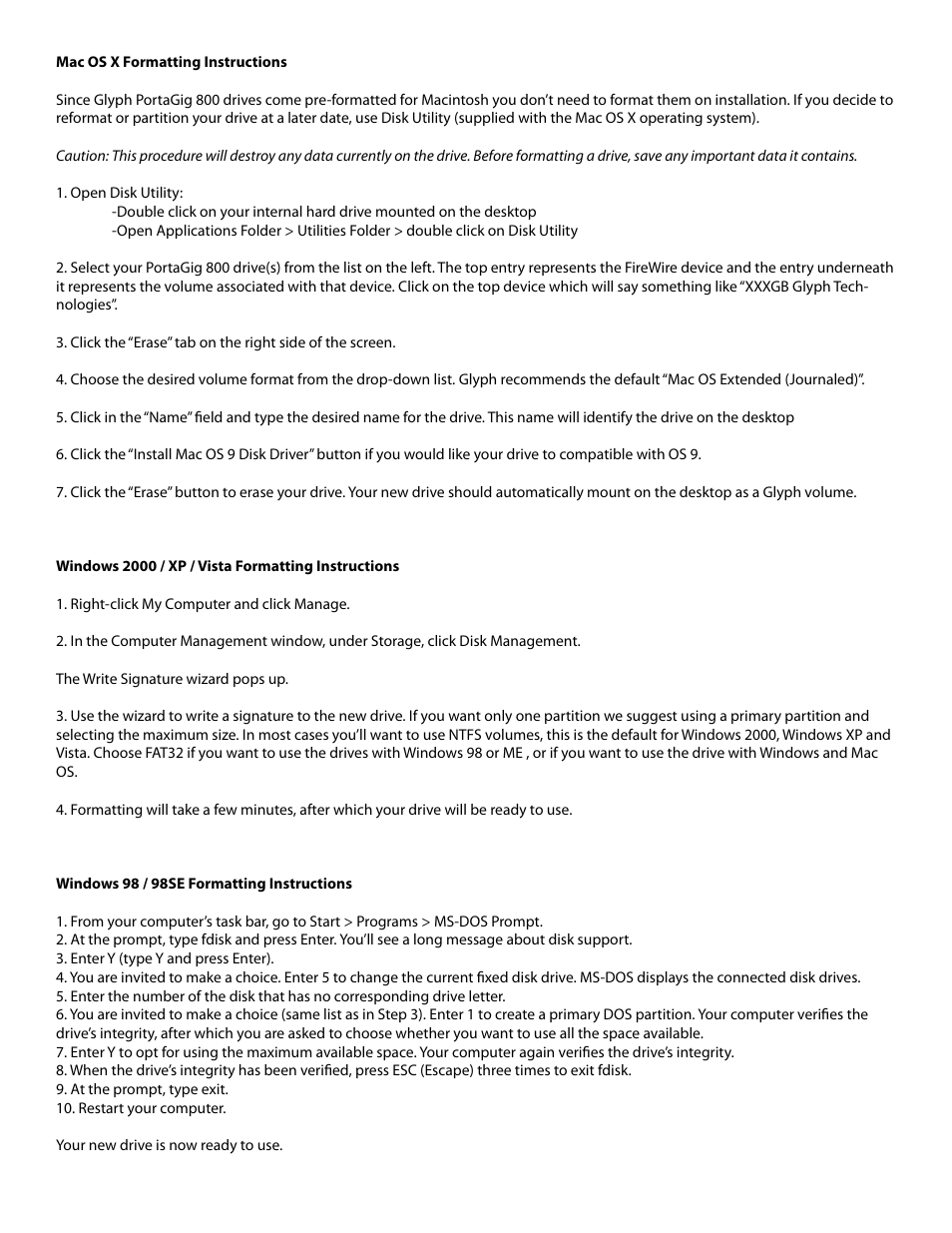 Glyph PortaGig 800 and SSD User Manual | Page 5 / 5