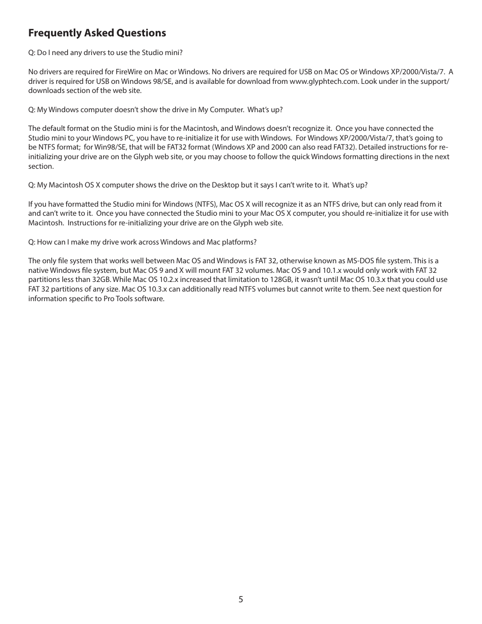 Frequently asked questions | Glyph Studio mini User Manual | Page 5 / 6