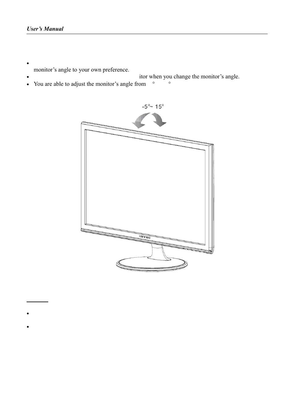 Adjusting the viewing angle | Hanns.G HL195 User Manual | Page 12 / 23