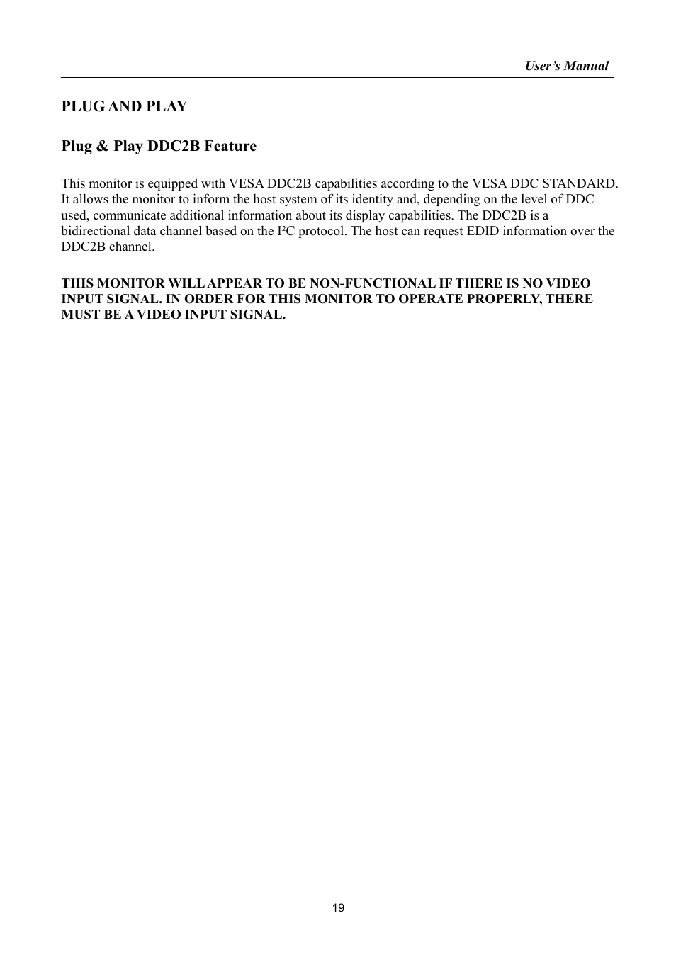 Plug and play | Hanns.G HL198 User Manual | Page 19 / 24