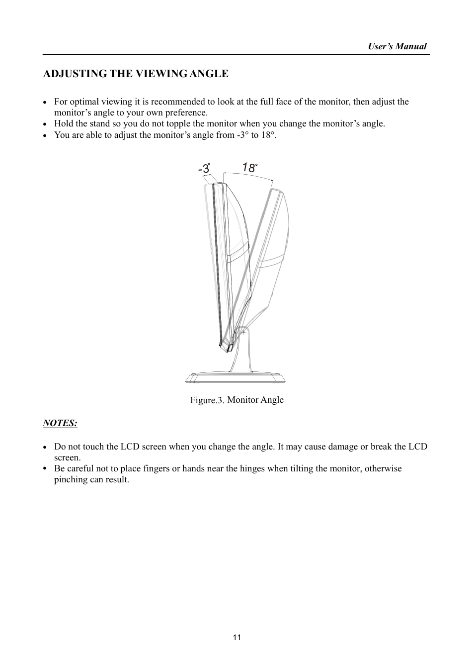 Adjusting the viewing angle | Hanns.G HP195 User Manual | Page 11 / 23