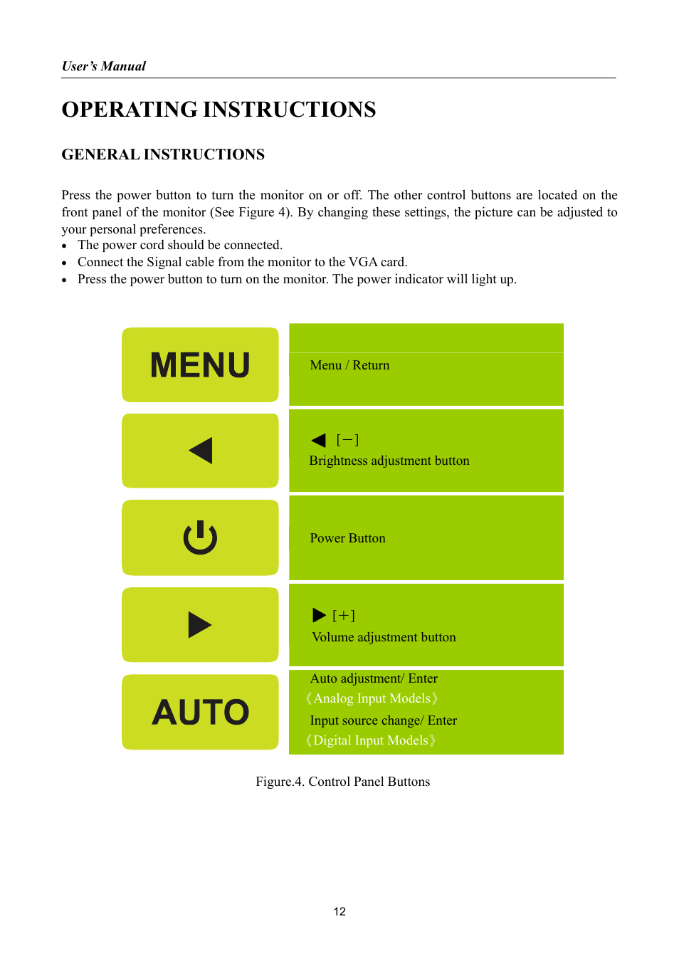 General instructions, Operating instructions | Hanns.G HP195 User Manual | Page 12 / 23