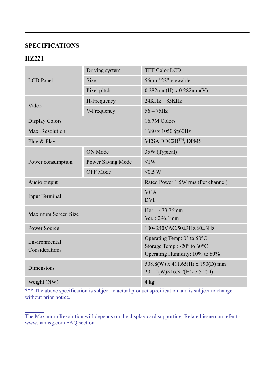 Hanns.G HZ281 User Manual | Page 25 / 28