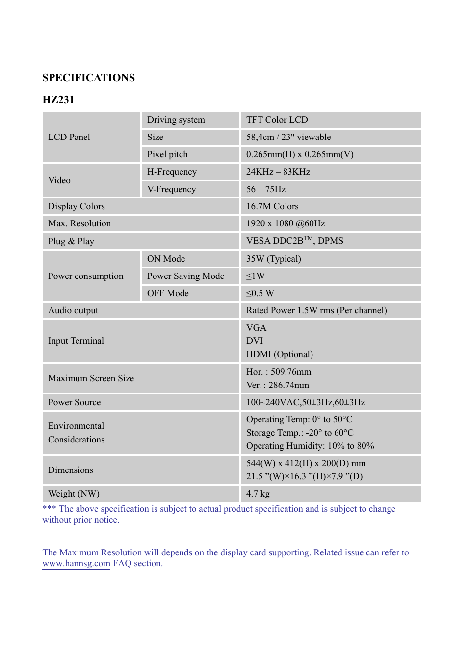 Hanns.G HZ281 User Manual | Page 26 / 28