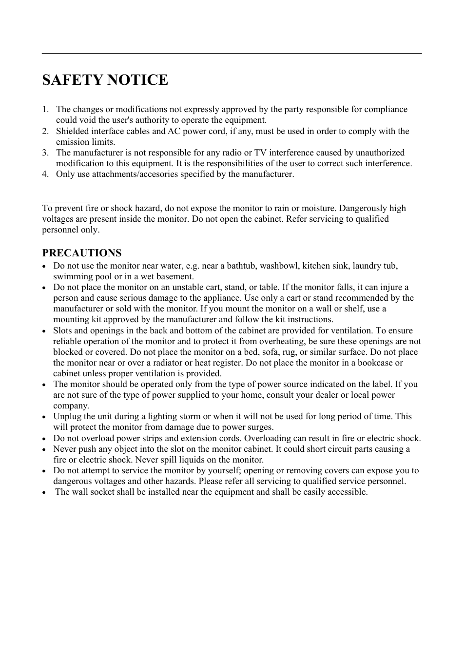 Safety notice, Precautions | Hanns.G HS233 User Manual | Page 5 / 21